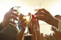 a group of friends toasting